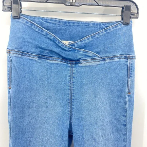 Free People Penny Flare Jeans Womens 27 Blue Crossover Waist Bell Bottom Denim - Picture 9 of 13